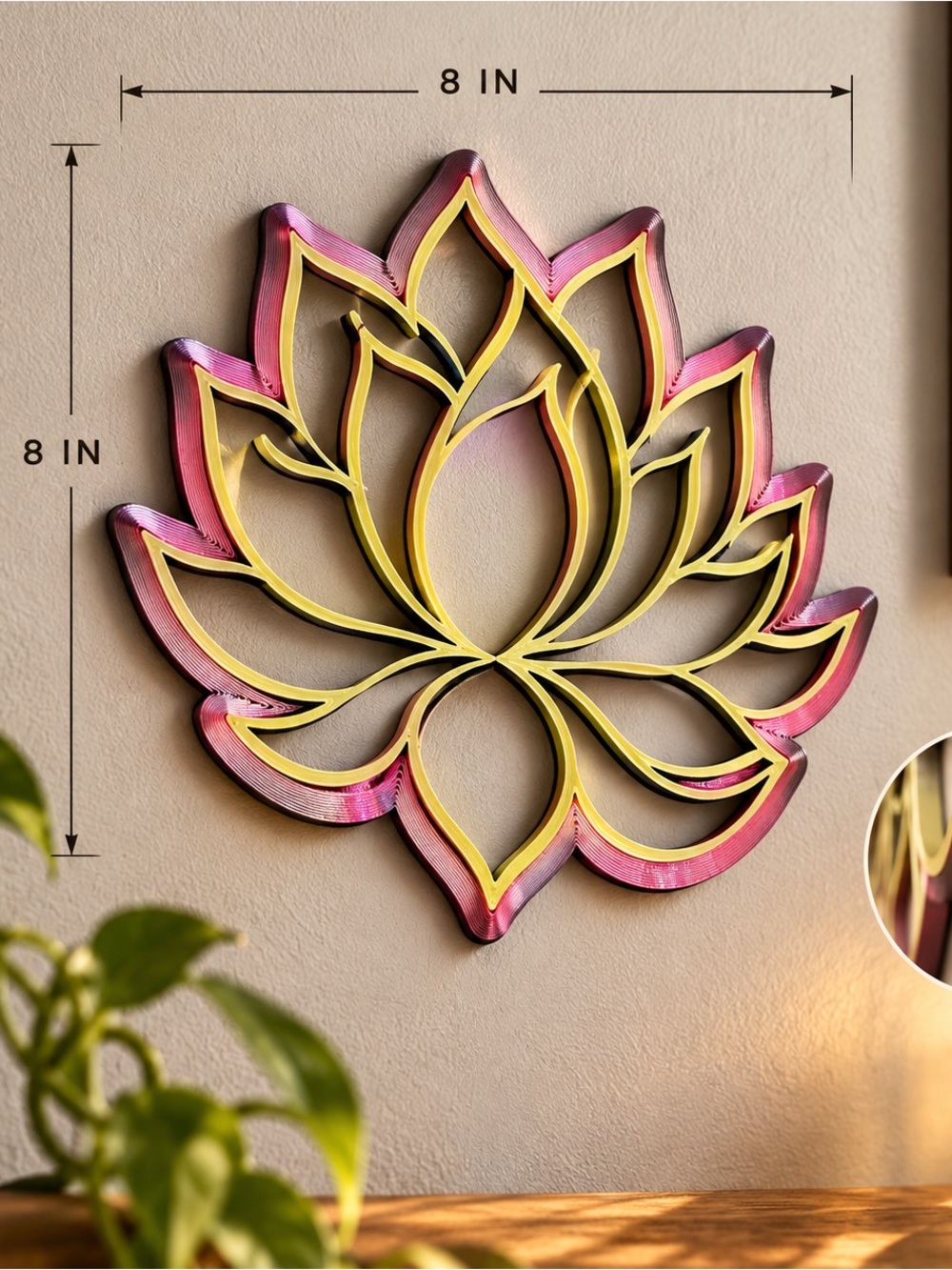 Lotus Wall Art - 3D Layered Gold / MultiColored Home Décor Handcrafted